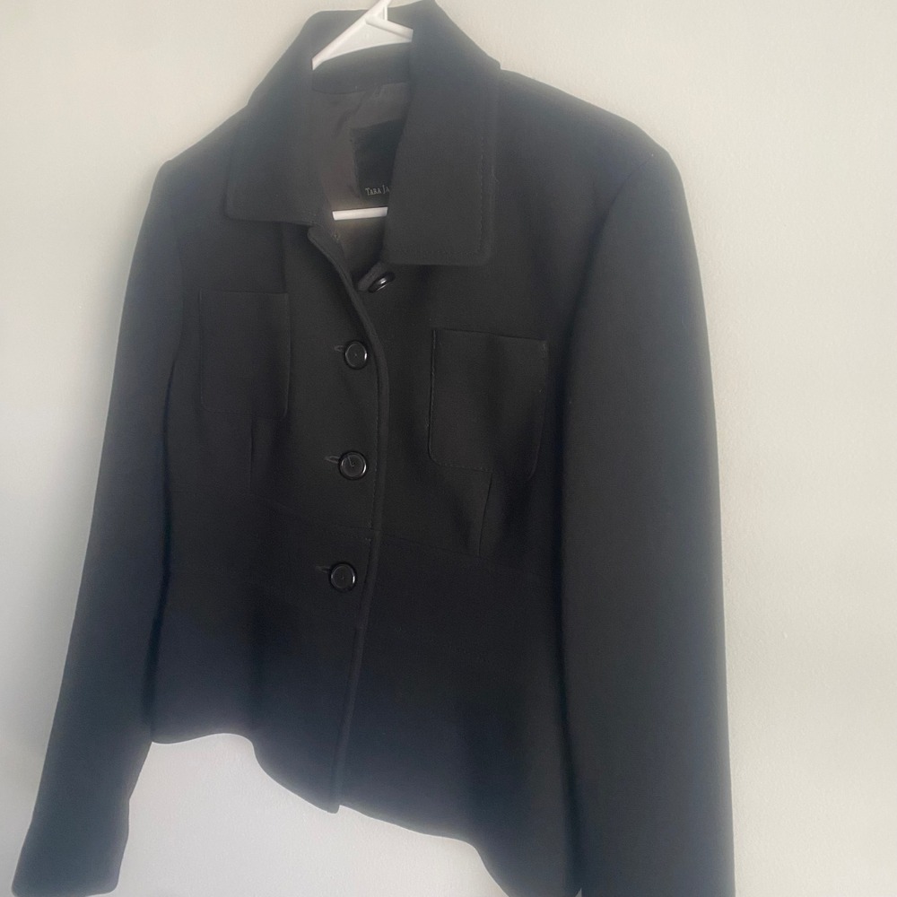 Tara Jarmon Black Fitted Wool Blazer Size 40/ US 8-10